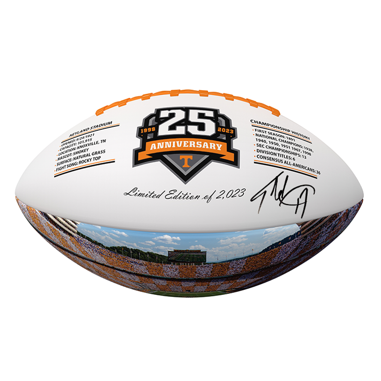 Tee Martin Autograph on Tennessee Volunteers National Championship 25th Anniversary Commemorative Limited Edition Football
