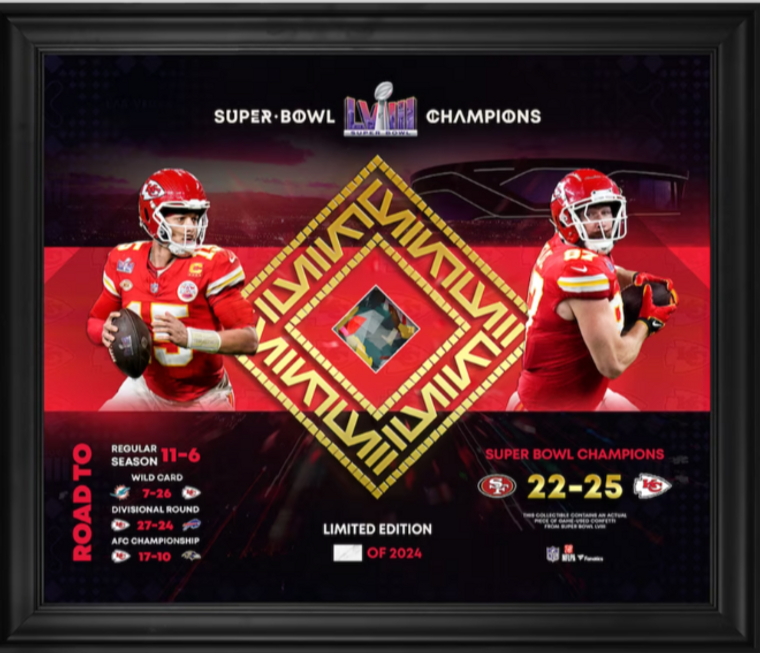 Kansas City Chiefs Super Bowl LVIII Champions Framed Collage with Game-Used Confetti - Limited Edition 