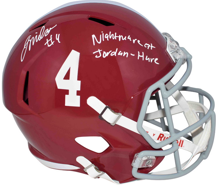 Jalen Milroe Alabama Crimson Tide Autographed Replica Helmet "Nightmare at Jordan-Hare" Inscription