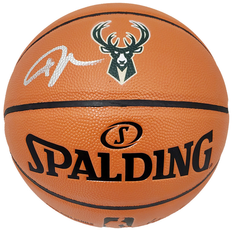 Giannis Antetokounmpo Milwaukee Bucks Autographed Official Spalding Logo Basketball