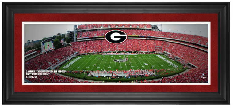 Georgia Bulldogs Framed 10" x 30" Sanford Stadium Between the Hedges Panoramic Photo