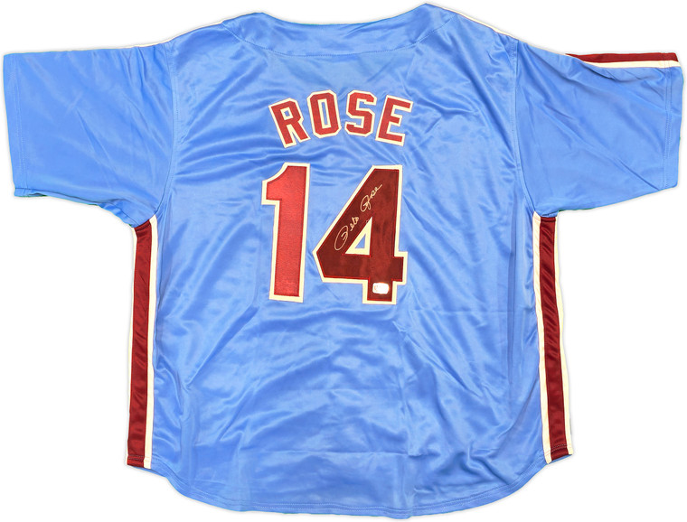 Pete Rose Philadelphia Phillies Autographed Blue & Red Baseball Jersey 