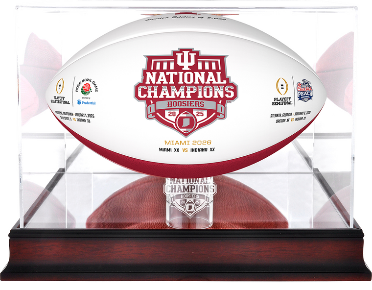 Indiana Hoosiers National Champ Logo Mahogany Football Display Case