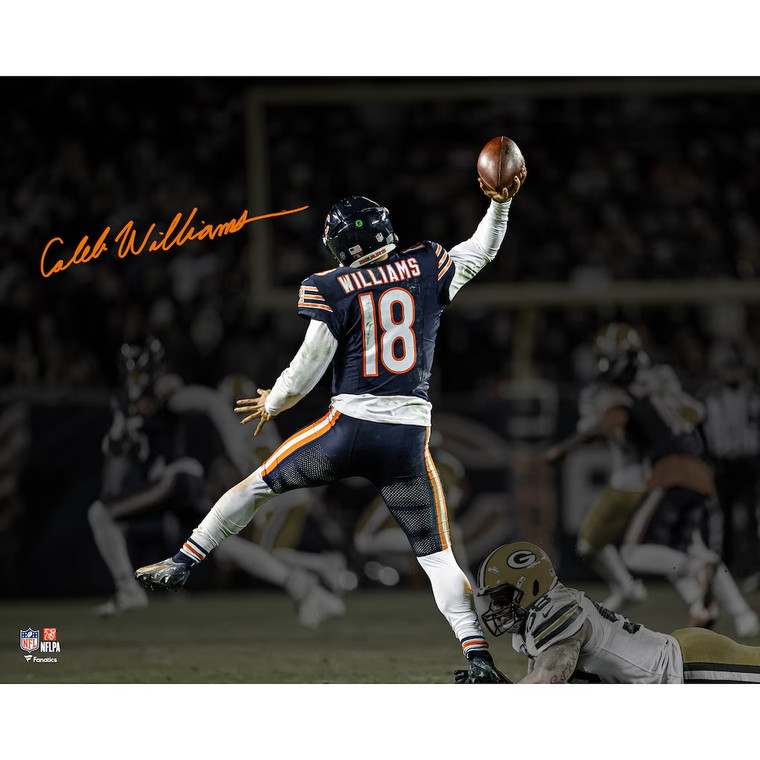 Caleb Williams Autographed 16x20 Photo -  NFC Wild Card 4th Down Pass Spotlight Photograph