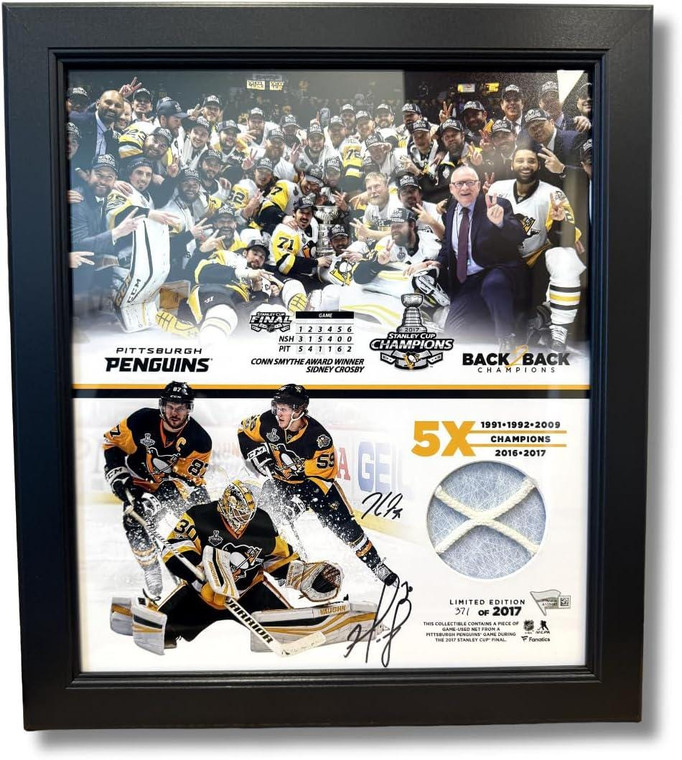 Matt Murray Jake Guentzel Autographed Pittsburgh Penguins 2017 Stanley Cup 15x17 | Fanatics Authentication | NHL Framed Gift Fan Memorabilia