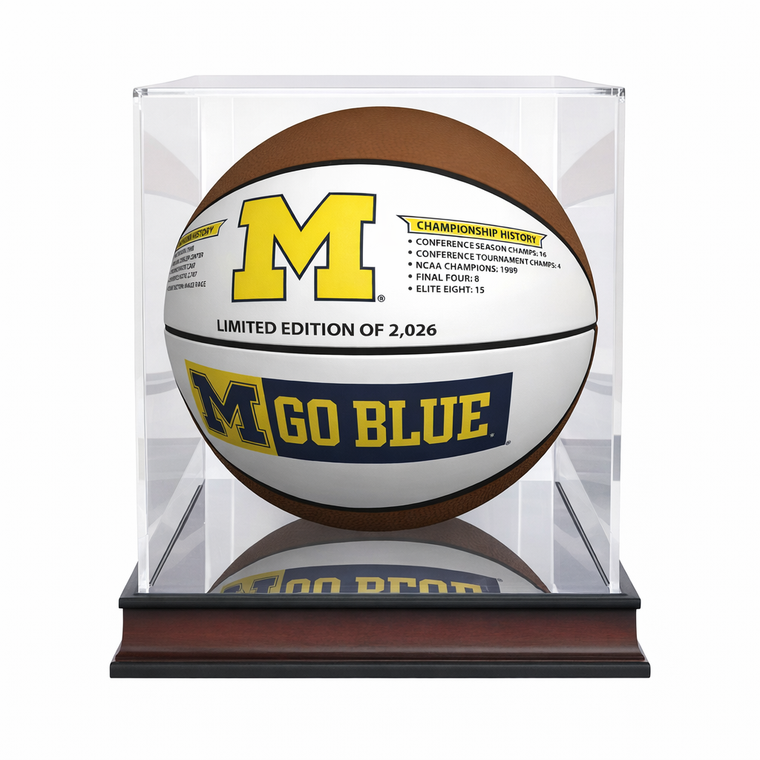 University of Michigan Basketball Mahogany Display Case