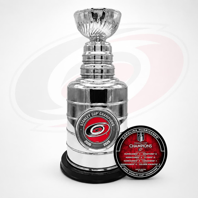 Carolina Hurricanes 2026 Stanley Cup Replica and Limited Edition Exclusive Champion Puck Set