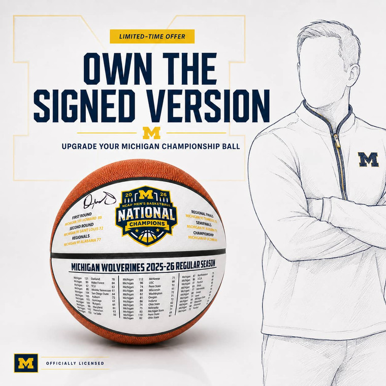 Dusty May Autograph Upgrade — Michigan 2026 Championship Basketball