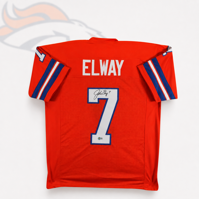 John Elway Authentic Signed Orange Throwback Pro Style Jersey BAS Witnessed 2
