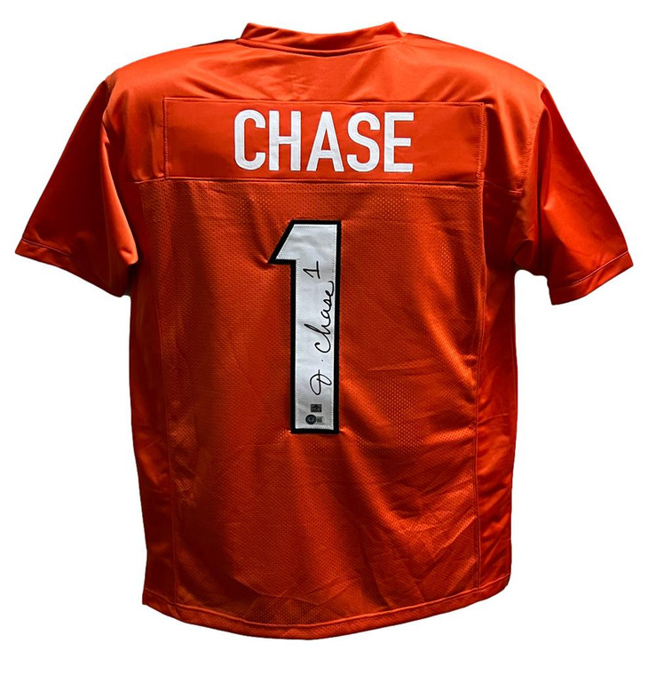 Ja'Marr Chase Signed Orange Pro Style XL Jersey (BAS Beckett COA) Bengals Football Memorabilia
