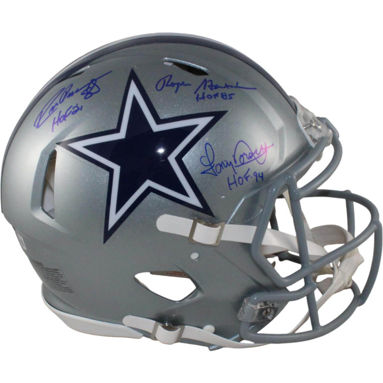 Dallas Cowboys Authentic Helmet: Staubach, Dorsett, Pearson Triple Signed HOF Memorabilia