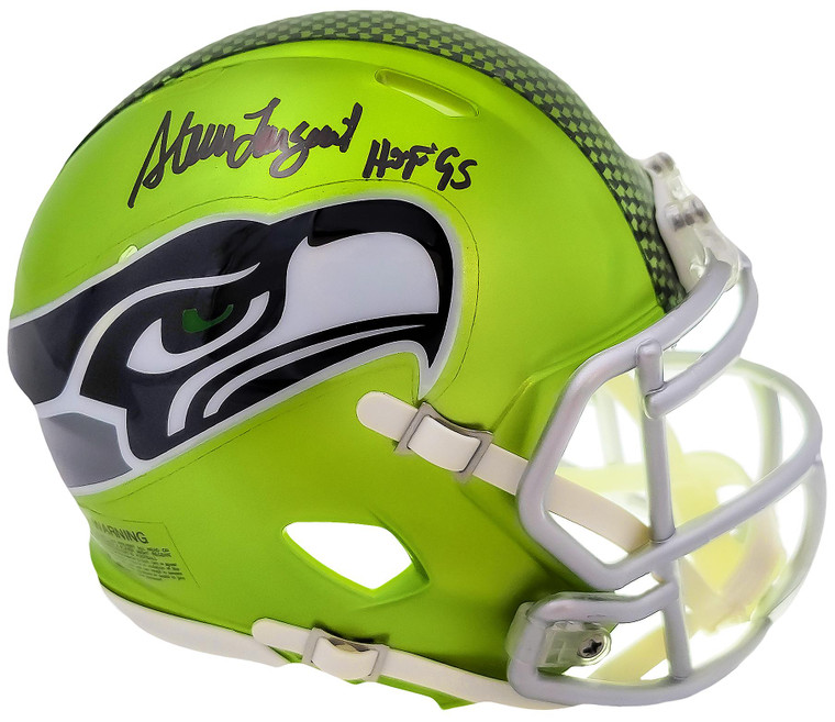Steve Largent Autographed Seattle Seahawks Flash Green Mini Helmet HOF 95
