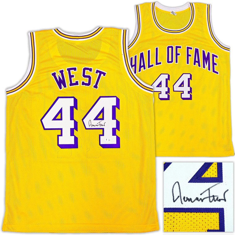 Jerry West Signed Los Angeles Lakers Yellow Jersey (XL) – NBA Legend Autograph