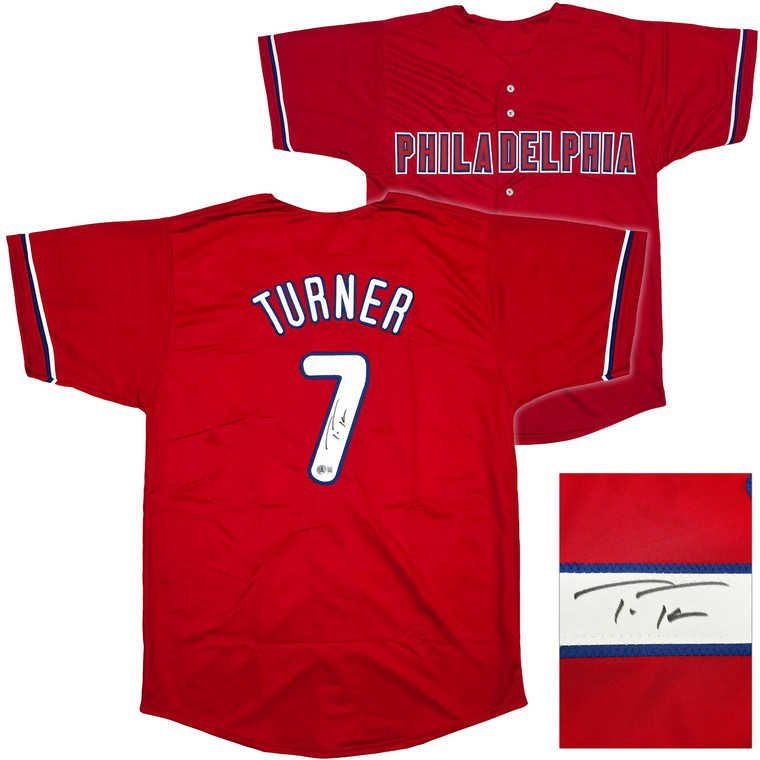 Trea Turner Autographed Philadelphia Phillies Red Jersey XL (BAS Certified)
