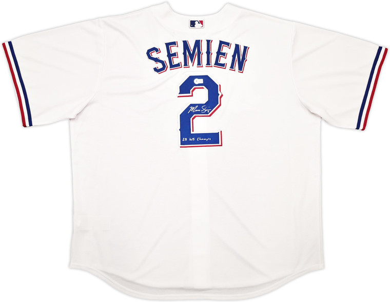 Marcus Semien Signed Texas Rangers Nike Jersey XXL (23 WS Champs) Beckett Authenticated
