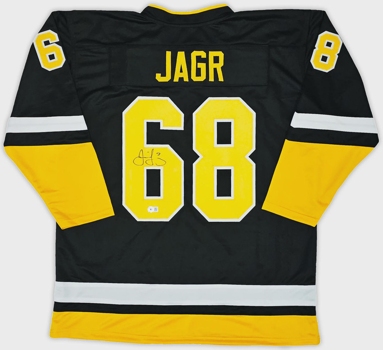 Jaromir Jagr Signed Pittsburgh Penguins Black Jersey XL (BAS Authenticated)
