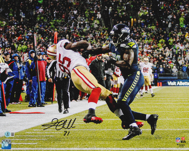Kam Chancellor Signed 16x20 Photo: Hit on Vernon Davis, Seahawks Legend (Autographed)
