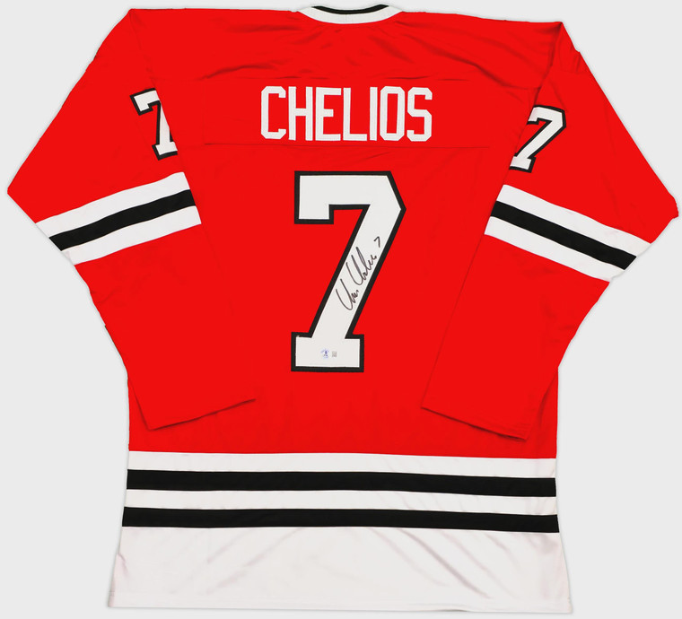 Chris Chelios Signed Chicago Blackhawks Red Jersey XL – Hall of Fame Hockey Memorabilia