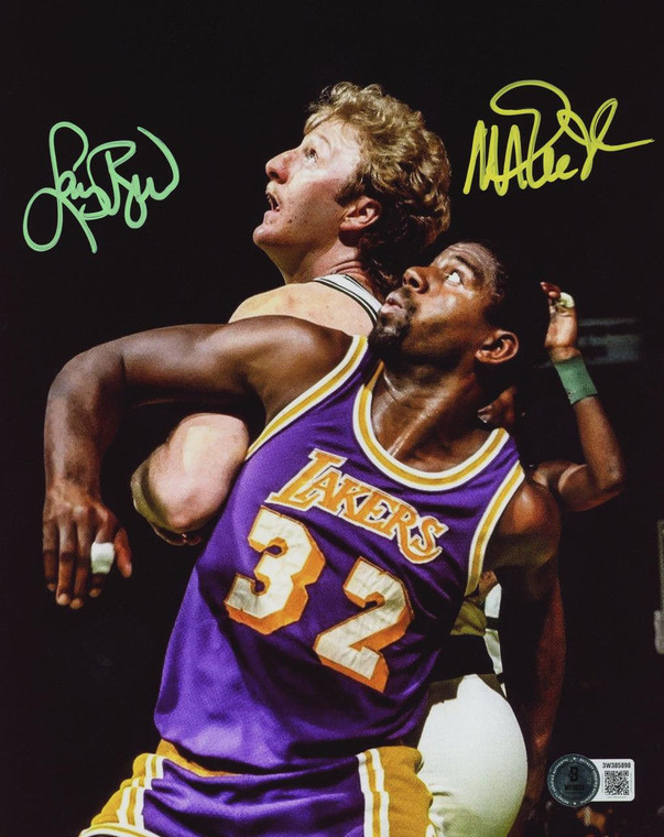 Larry Bird Magic Johnson Dual Autographed 8x10 Photo Beckett Authenticated NBA Collectible
