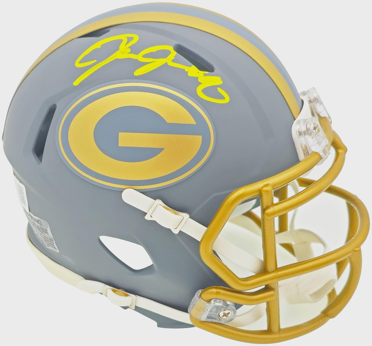 Josh Jacobs Signed Green Bay Packers Mini Helmet – Slate Gray Speed Alternate