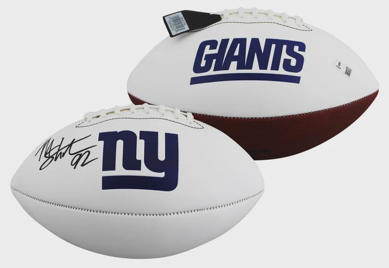 Michael Strahan Signed Giants White Panel Football (Hall of Fame Legend)

