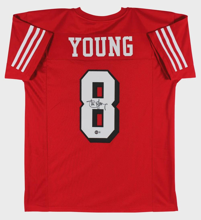 Steve Young Signed 49ers Red Jersey #8 (XL) Hall of Fame Autograph
