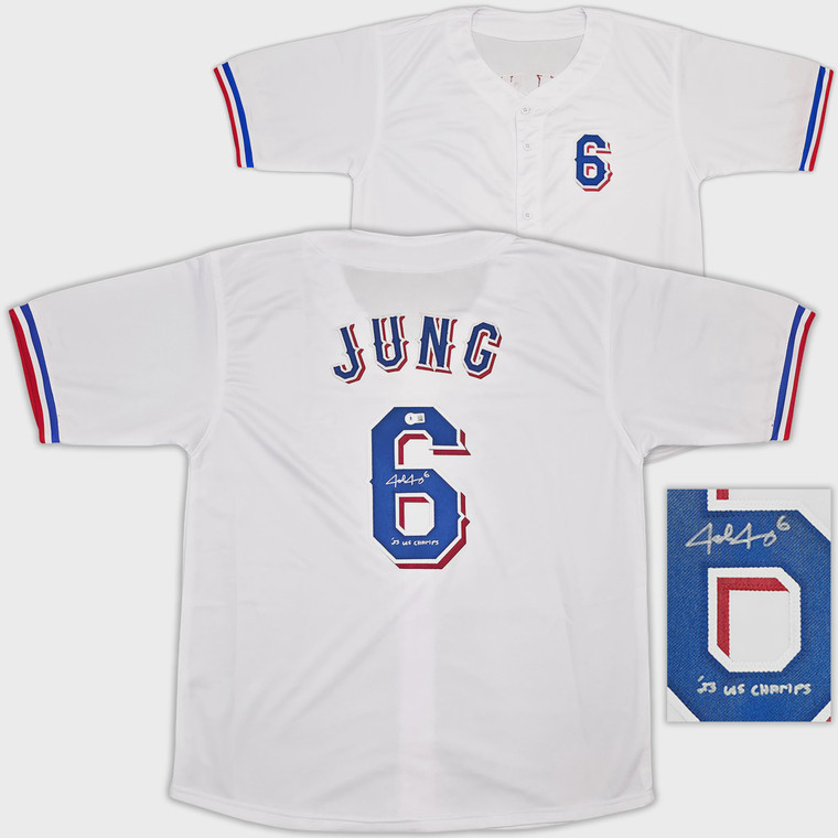 Josh Jung Signed Texas Rangers 2023 WS Champs Jersey (XL)
