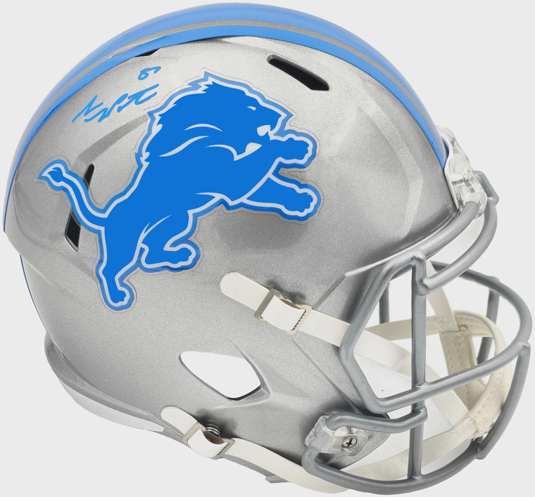 Sam LaPorta Signed Detroit Lions Silver Speed Helmet (Autographed NFL Memorabilia)