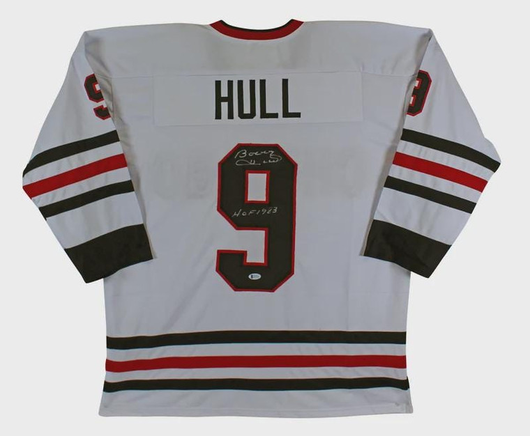 Bobby Hull Signed Chicago Blackhawks Jersey, HOF 1983 Inscription (XL)
