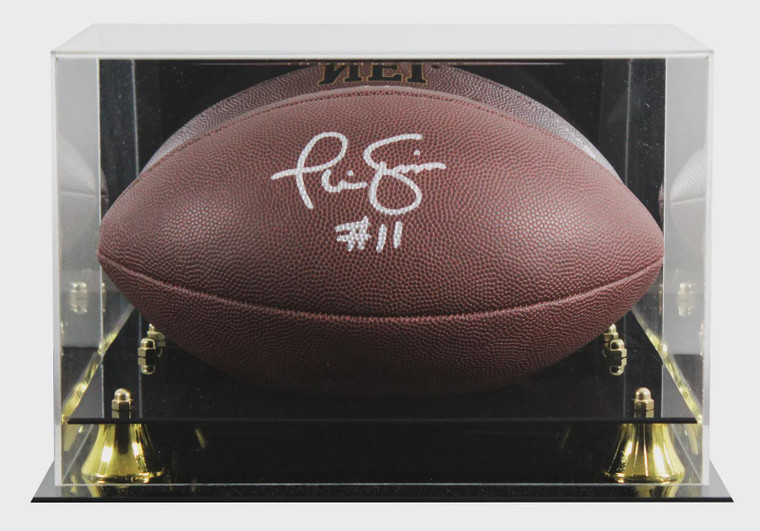 Phil Simms Signed Wilson Super Grip NFL Football with Display Case
