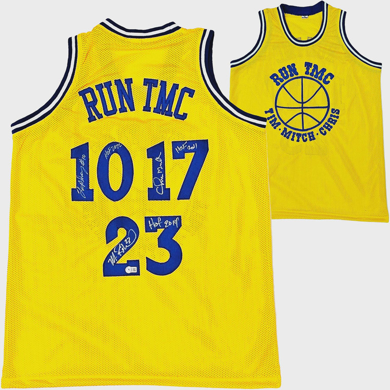 Run TMC Signed Yellow Warriors Jersey: Mullin, Hardaway, Richmond (XL)