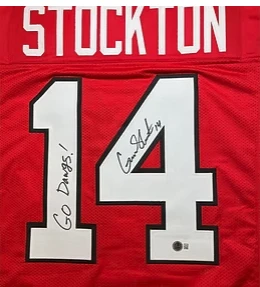 Gunner Stockton Autographed Georgia Custom Style Red Jersey "Go Dawgs" Beckett