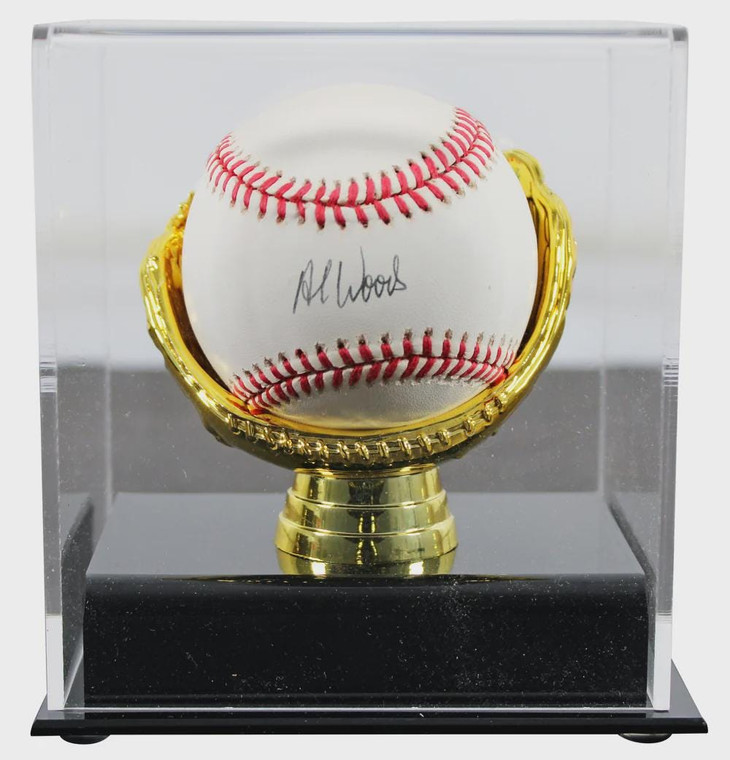 Al Woods Signed Bobby Brown Baseball, Toronto Blue Jays Memorabilia (Gold Glove Case)