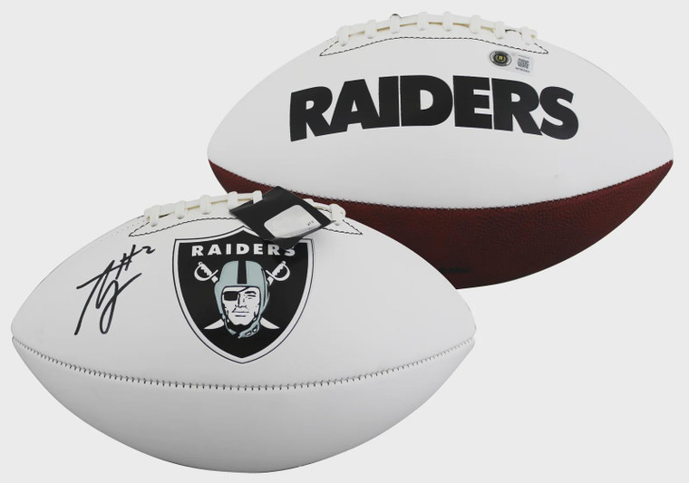 Ashton Jeanty Signed Raiders White Panel Logo Football - Autographed Las Vegas Raiders Collectible