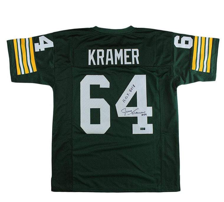 Jerry Kramer Signed Green Bay Packers Custom Green Jersey with HOF 2018 Inscription
