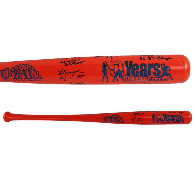 9 Signed Mets Alumni Orange Bat: 50 Years Amazin' Baseball Memorabilia
