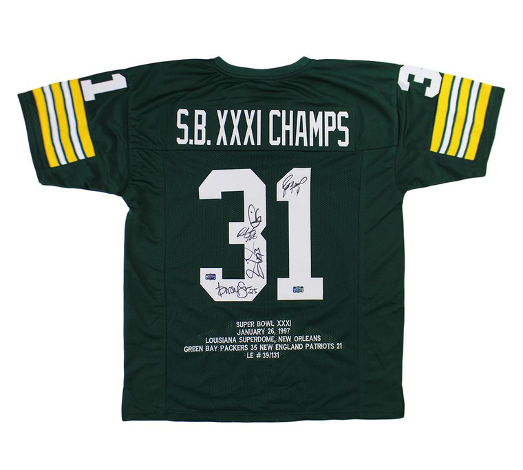 Brett Favre, Andre Rison, Antonio Freeman Signed Packers Super Bowl XXXI Jersey
