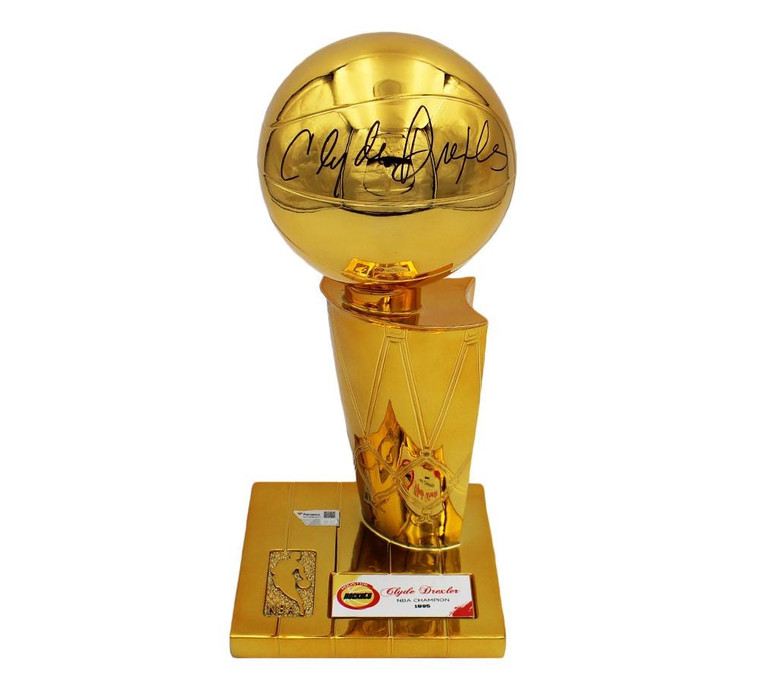 Clyde Drexler Signed Houston Rockets 12" Championship Trophy (Autographed Memorabilia)