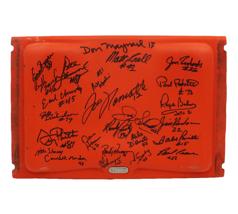 1969 New York Jets Alumni Signed Orange Bowl Seatback (25 Signatures)

