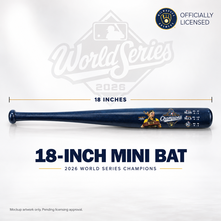 2026 Milwaukee Brewers World Series Champions 18-inch mini bat with William Contreras