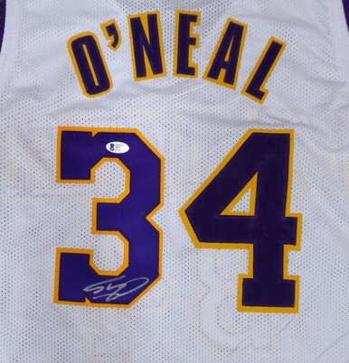 Shaquille O'Neal Los Angeles Lakers Signed Yellow Custom Jersey Signed on #4