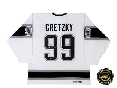 TheSportsOfChamps Wayne Gretzky ! Autographed L.A. Kings Black Jersey !! Mid 90's . Official C C M !! with C O A !!