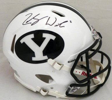 Shop Zach Wilson BYU Cougars Signed Matte Black Speed Mini Helmet