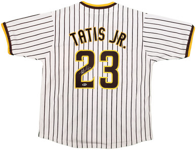Fernando Tatis Jr Signed San Diego White Pinstripe Baseball Jersey (JS — RSA