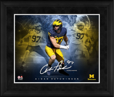 Autographed/Signed Aidan Hutchinson Michigan Blue College Football