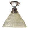 Stepped Holophane Square Pendant Chrome Ceiling Light