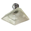 Stepped Holophane Square Pendant Chrome Ceiling Light