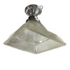 Stepped Holophane Square Pendant Chrome Ceiling Light
