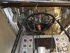 Black Iron Tole 6-Light Chandelier with Alabaster and Acid Patina