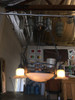Black Iron Tole 6-Light Chandelier with Alabaster and Acid Patina